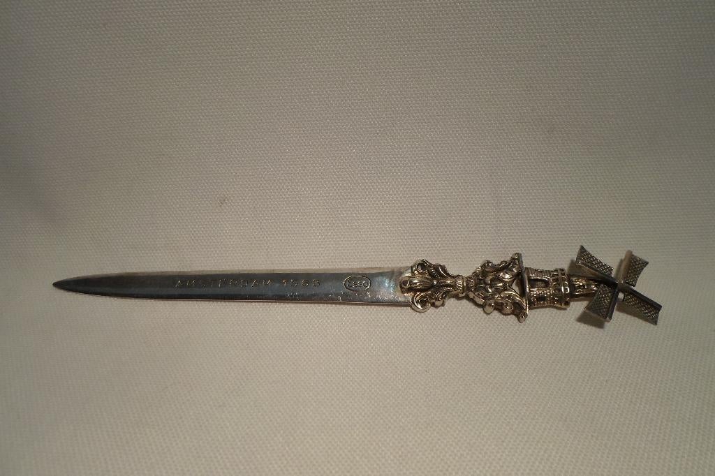 Brief Opener Zilver Molen Amsterdam, Antiek en Kunst, Antiek | Goud en Zilver, Ophalen of Verzenden, Zilver