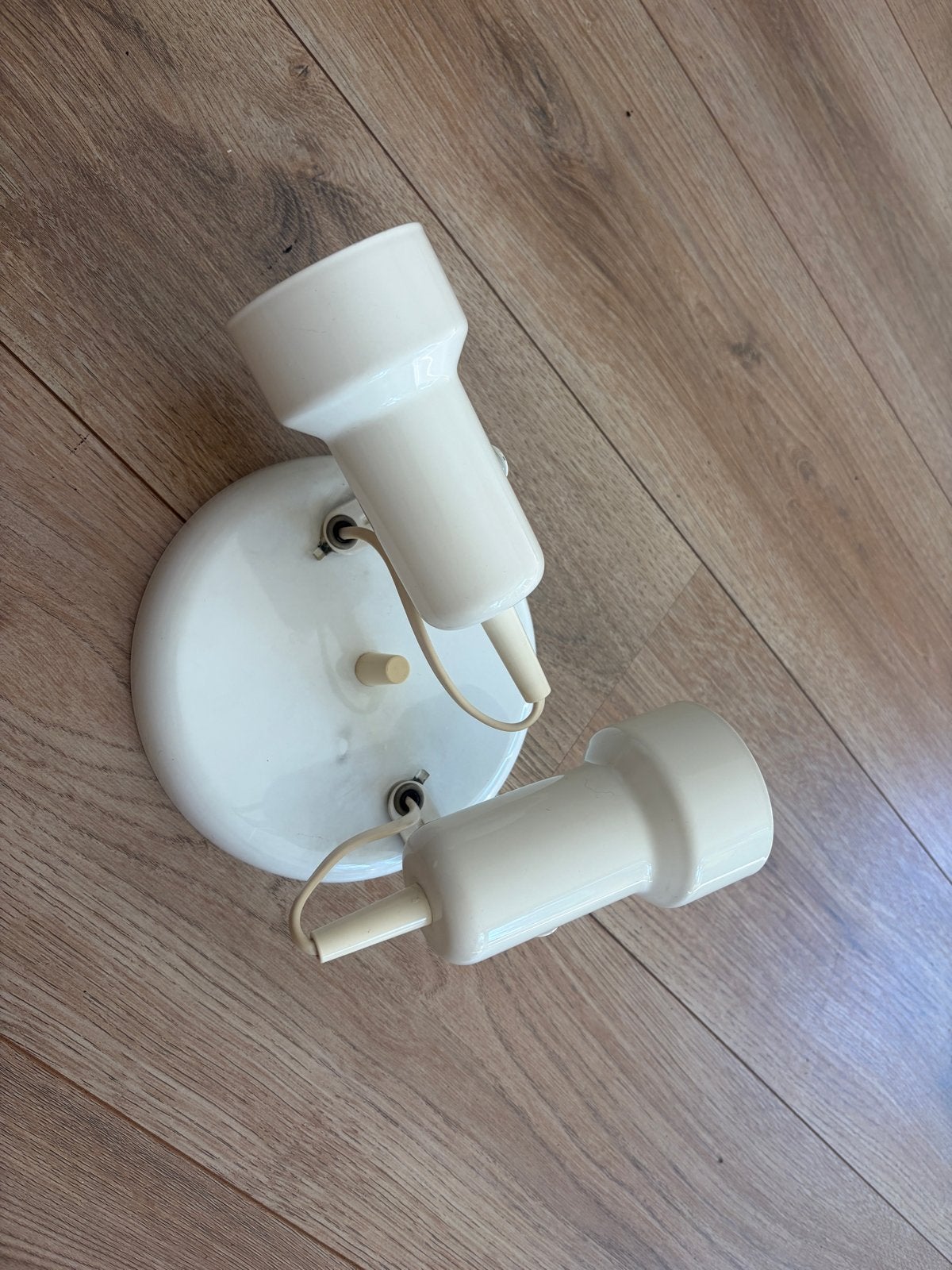 Vintage Hema plafondlamp met 2 spotjes - Gebroken wit, Gebruikt, Vintage, Verstelbaar, Plafondspot