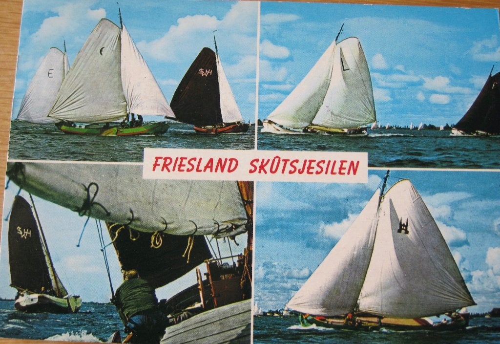 twee ansichtkaarten - Friesland - Skûtsjesilen - 1974, Verzenden, 1960 tot 1980, Gelopen, Overige thema's