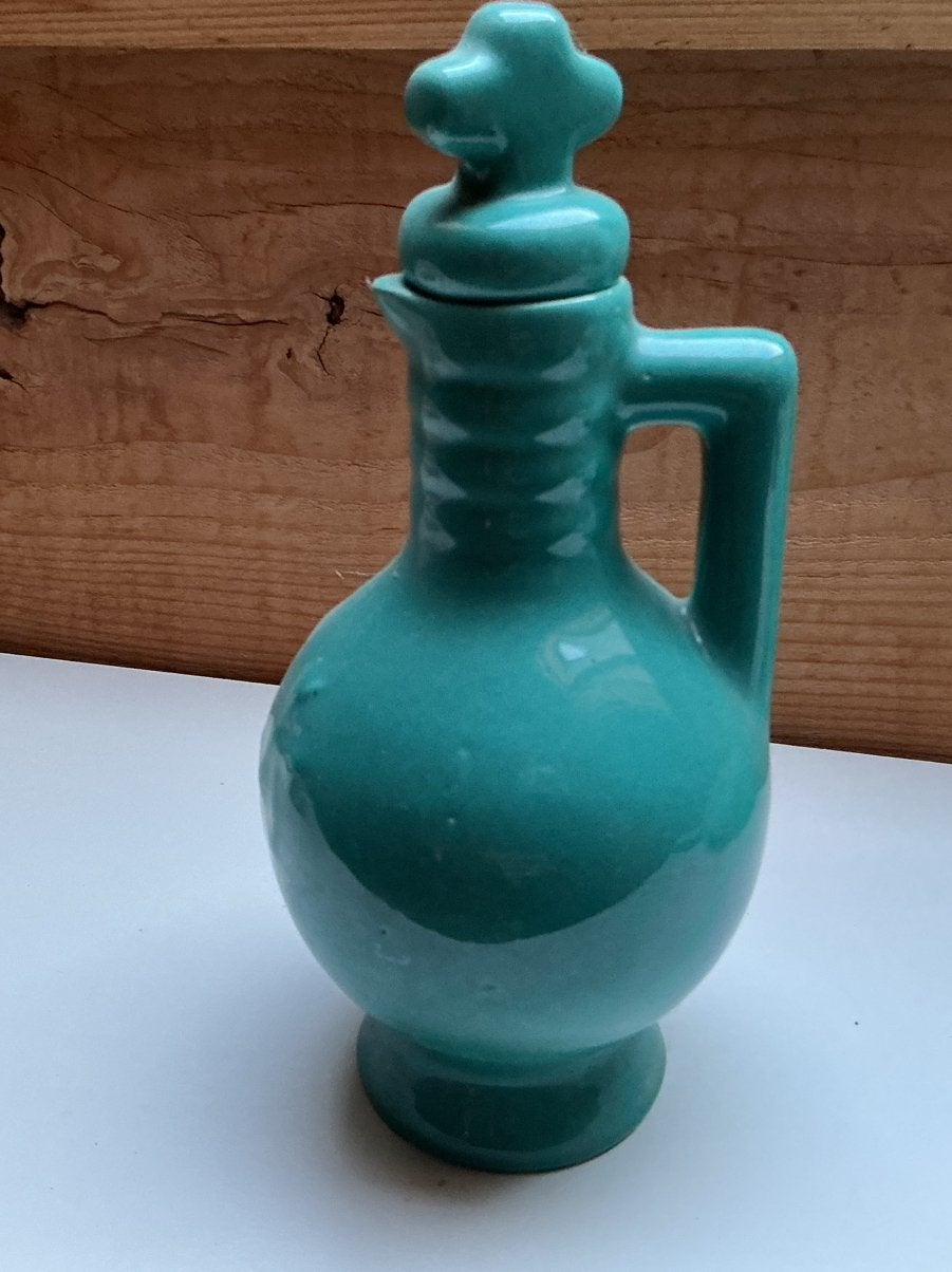 Wijwaterkaraf, groen glazuur, Ophalen of Verzenden