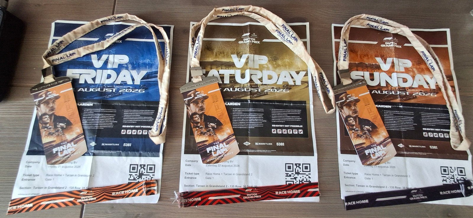 Dutch GP The Final lap VIP Lanyards met polsbandjes, Ophalen of Verzenden, Gebruikt, Formule 1