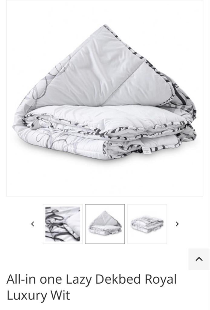 All-in-one Lazy Dekbed Royal Luxury Wit 200x200, Huis en Inrichting, Wit, Ophalen of Verzenden, Deken of Dekbed, Nieuw