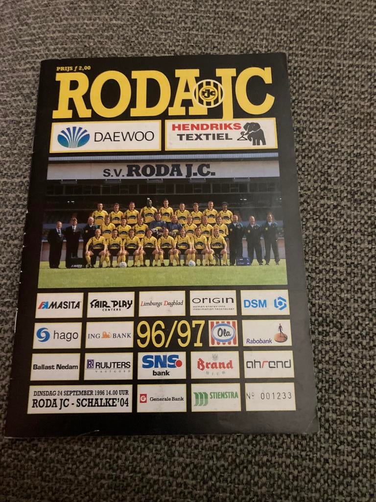 PROGRAMMABOEKJE RODA JC-SCHALKE 04 UEFA CUP 96-97, Ophalen of Verzenden, Zo goed als nieuw, Roda JC, Overige typen