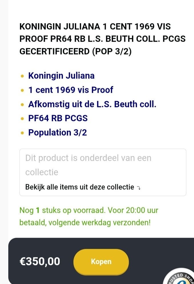Zeer zeldzame 1 cent Juliana 1969, Ophalen of Verzenden, Koningin Juliana, 1 cent, Setje