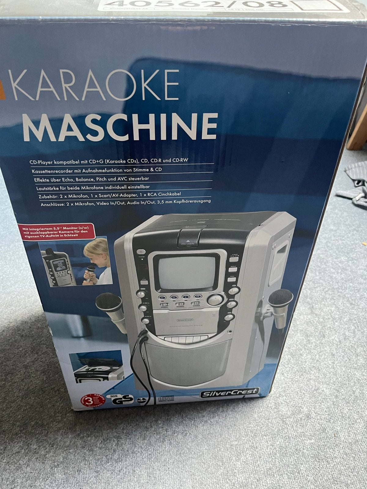 SilverCrest Karaoke Machine met 5.5" Monitor en 2 Microfoons, Audio, Tv en Foto, Ophalen, Nieuw, Complete set