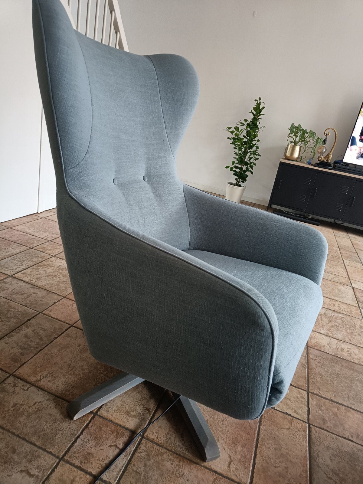 Mooie elektrische Fauteuil kleur blauw, Ophalen, Gebruikt, 75 tot 100 cm, 50 tot 75 cm