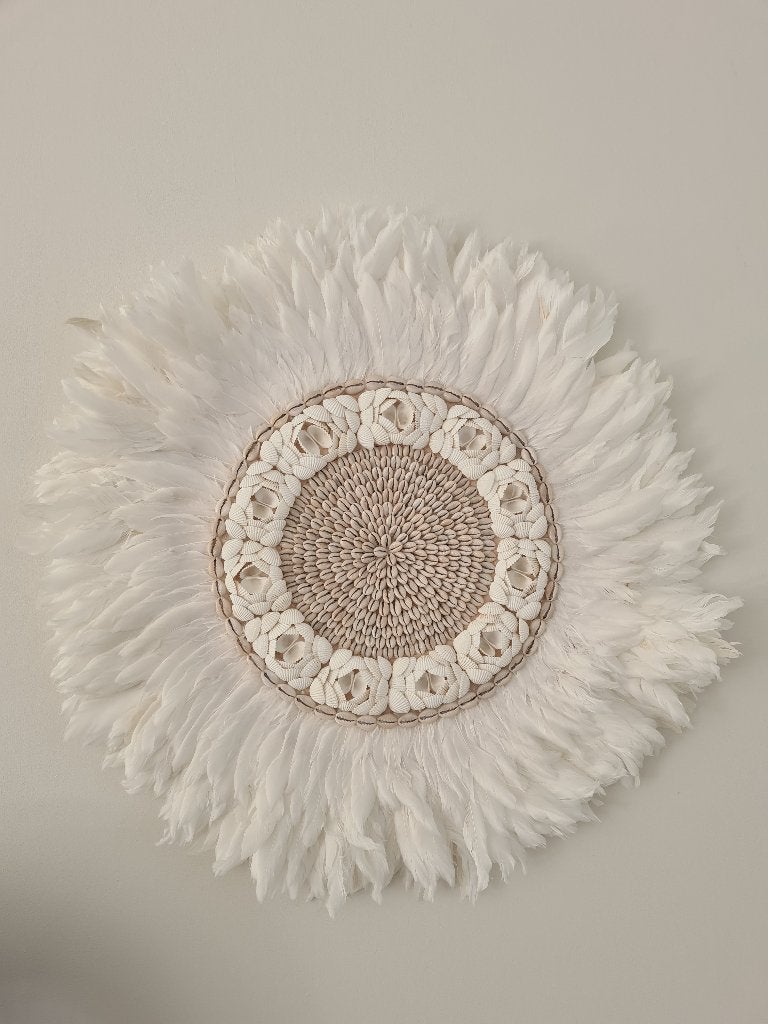 Wanddecoratie Juju wit XL 1 uit Bali, Huis en Inrichting, Boho, 60 cm, Ophalen of Verzenden, Natuurlijk materiaal