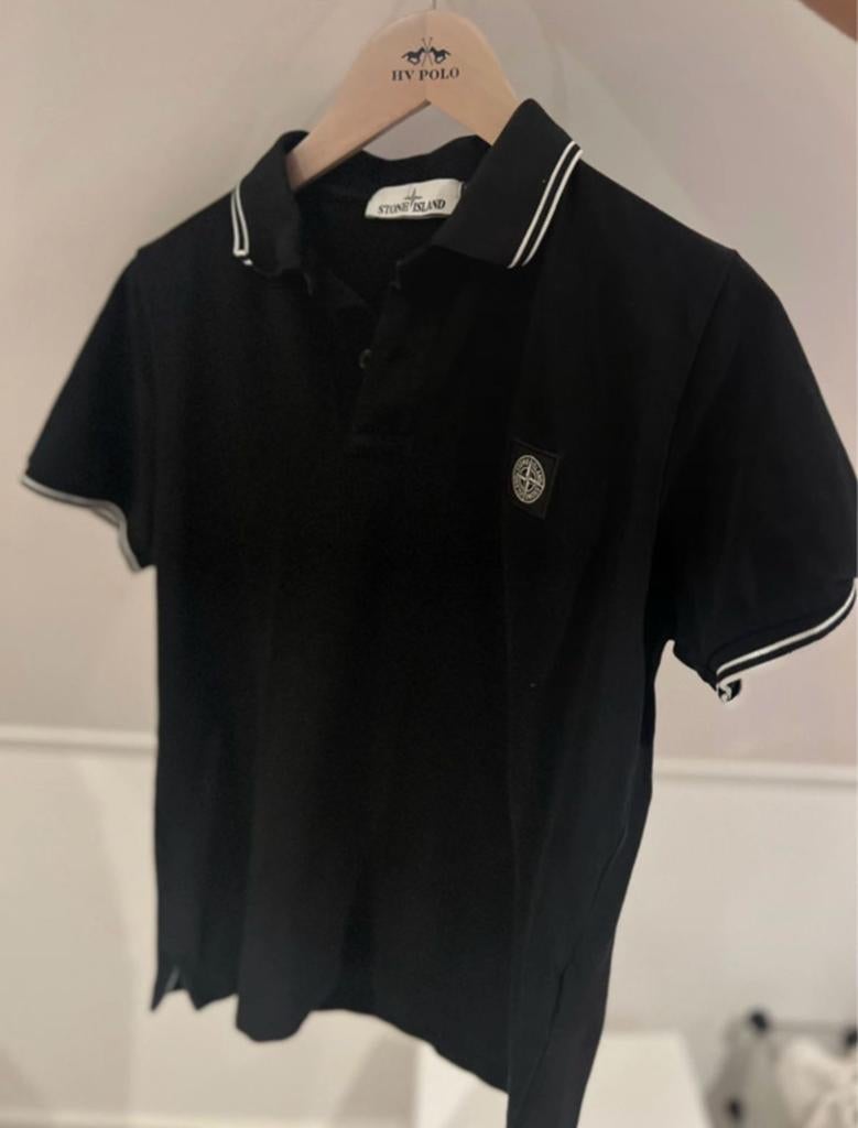 Stone Island Slim Fit Polo Zwart Maat M, Ophalen, Zo goed als nieuw, Maat 48/50 (M), Zwart