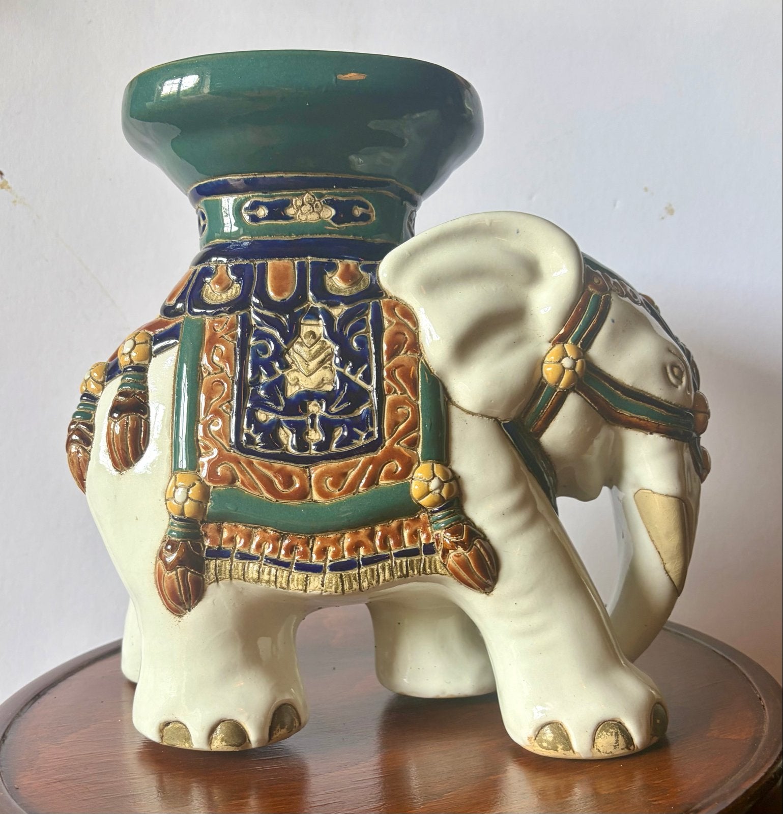 Decoratieve olifant plantenstandaard, keramiek, Antiek en Kunst, Antiek | Keramiek en Aardewerk, Ophalen of Verzenden