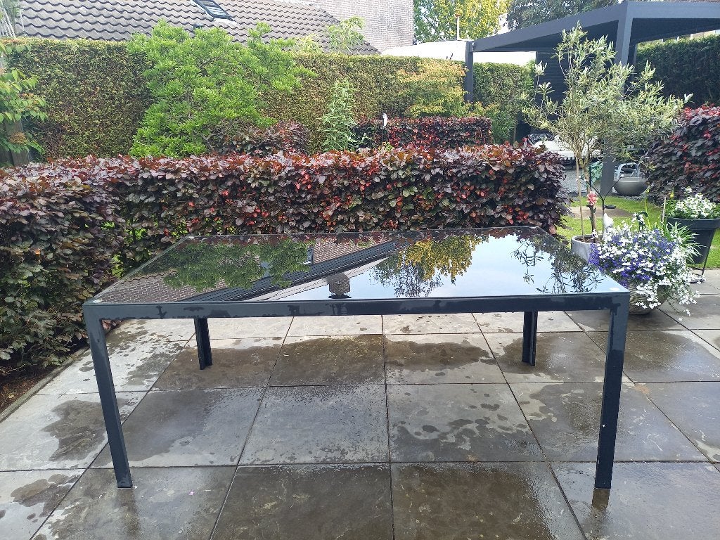 Gratis tuintafel 1.80x1.00, Ophalen, Gebruikt, Rechthoekig, Aluminium