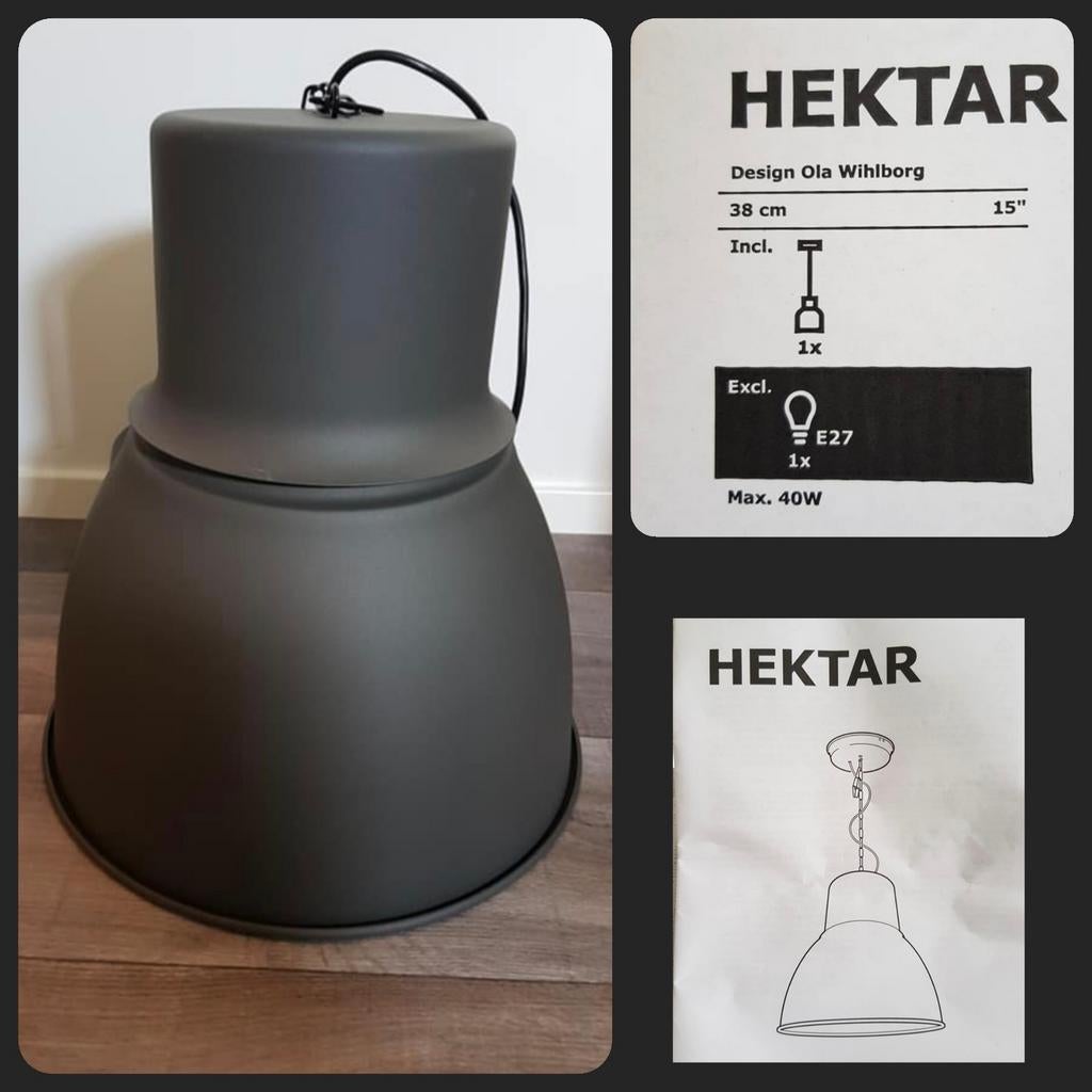 Nieuwe IKEA Hektar Hanglamp - Donkergrijs, 38 cm, Nieuw, Industrieel, Modern, Ophalen of Verzenden, Metaal