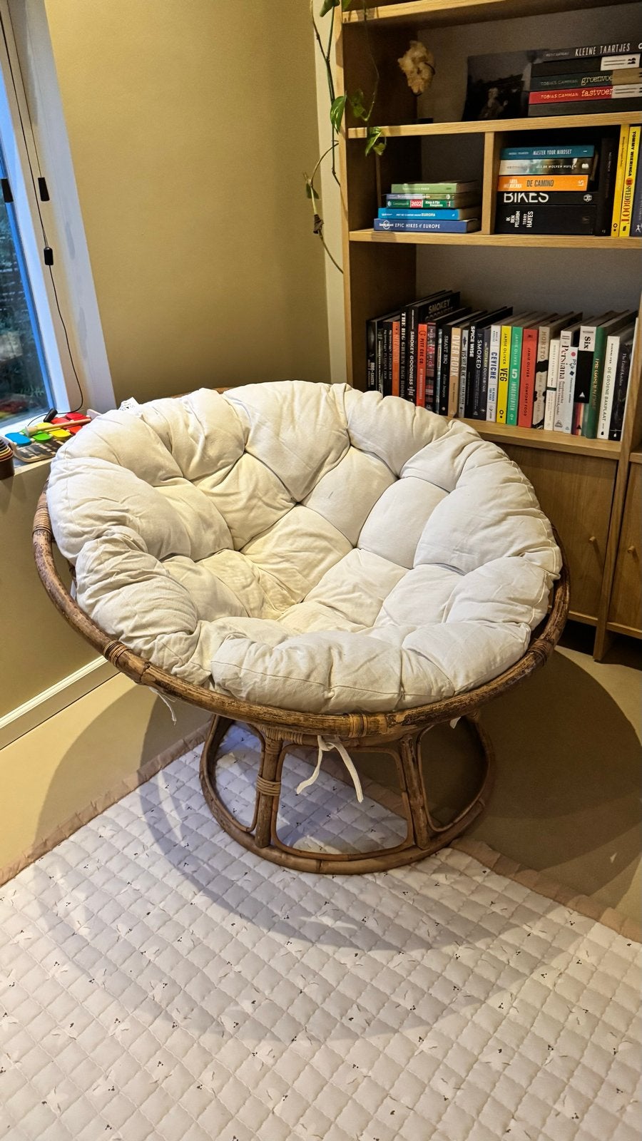 Papasan stoel met kussen - Rotan, Huis en Inrichting, Stoelen, Ophalen, Overige kleuren, Nieuw, Riet of Rotan