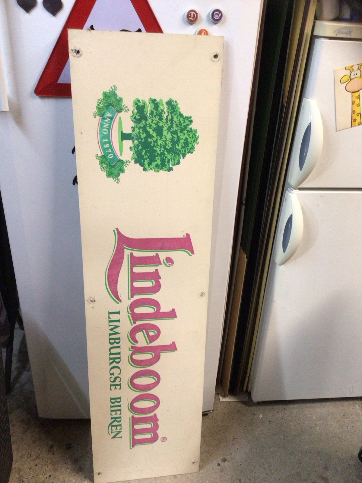 Vintage Lindeboom Reclamebord - Limburgse Bieren, Verzamelen, Biermerken, Ophalen, Gebruikt, Reclamebord, Plaat of Schild, Overige merken