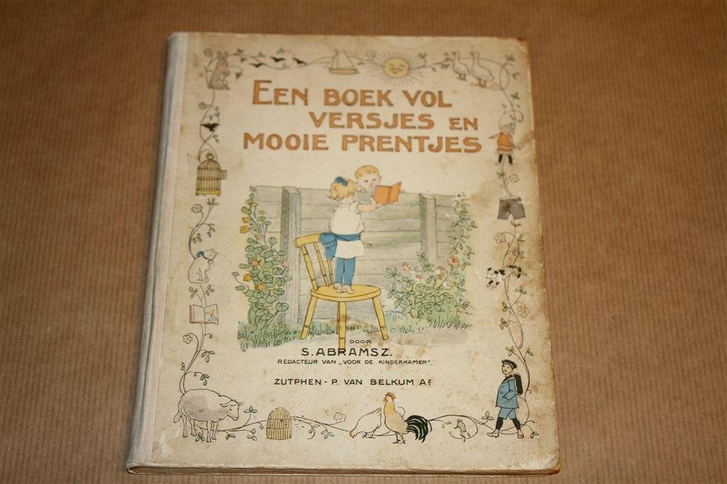Een boek vol versjes en mooie prentjes. Abramsz. ca. 1915., Ophalen of Verzenden, Gelezen