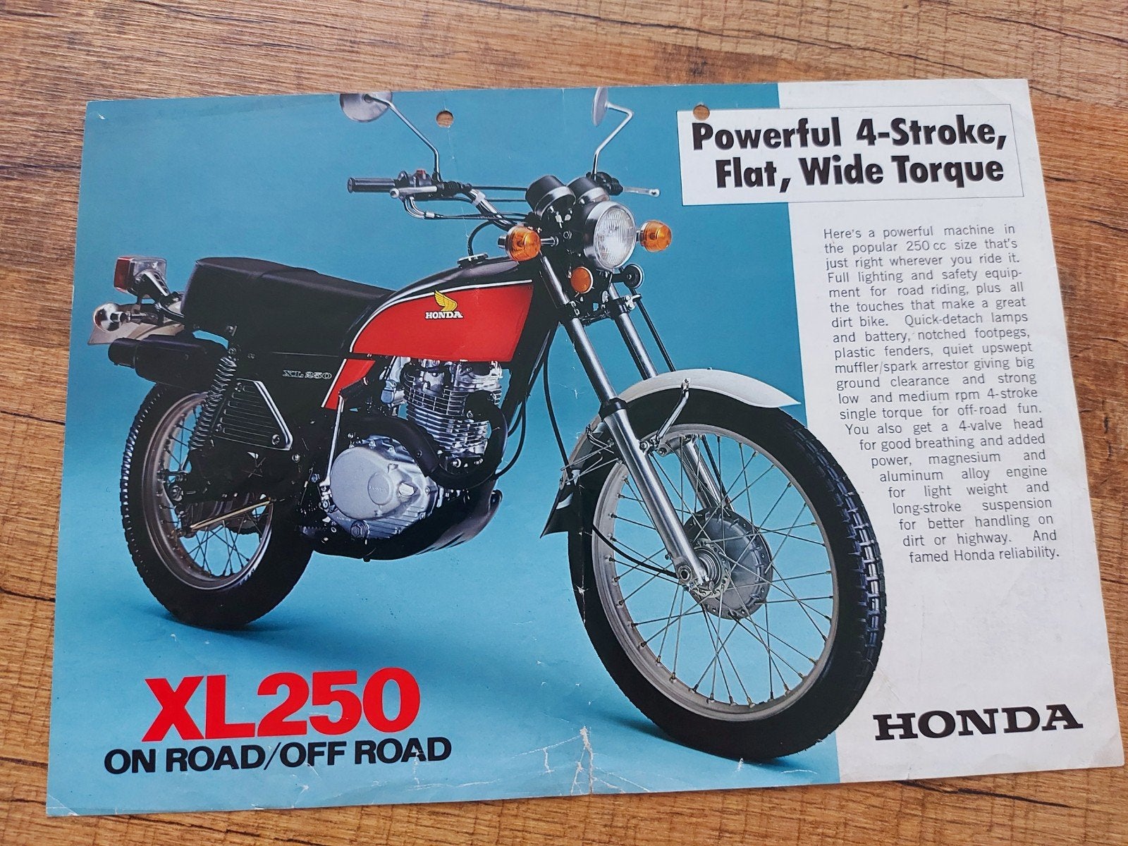 Honda XL 250 motorfiets folder sheet (matige staat), Motoren, Ophalen of Verzenden, Honda