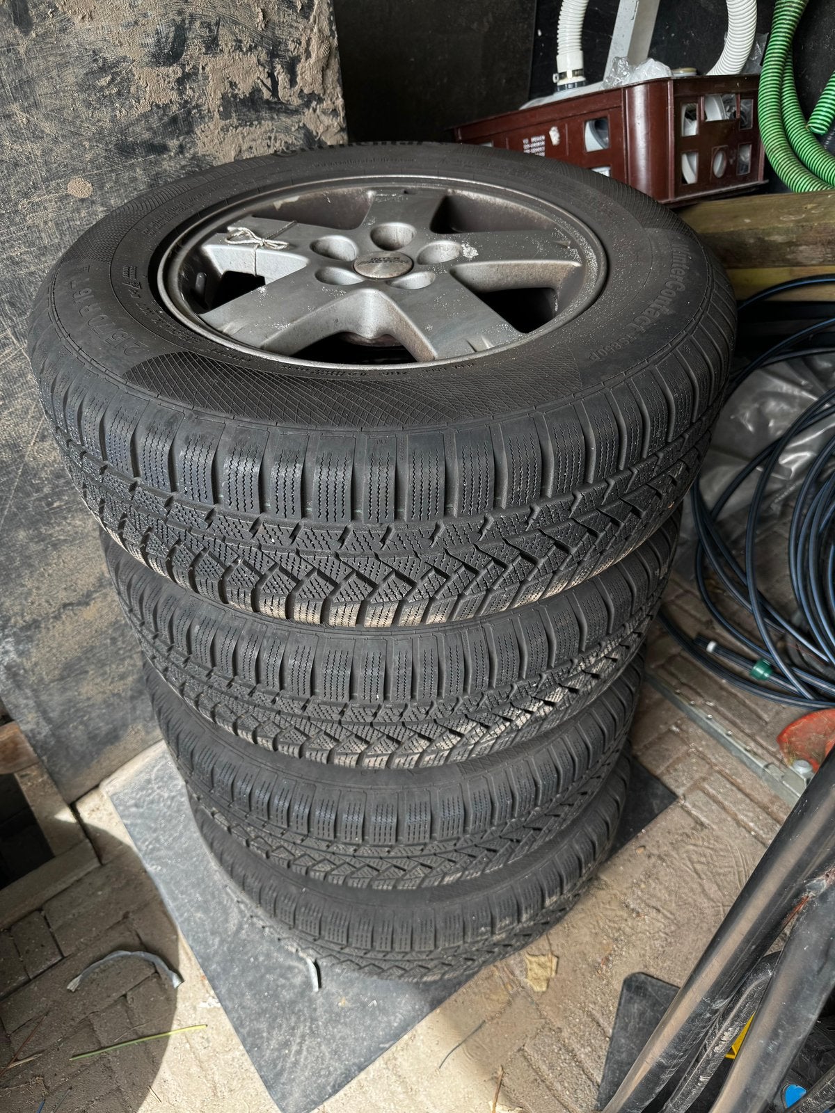 Originele Mitsubishi (Toyota)Velgen 5x114.3 met winterbanden, Ophalen, Gebruikt