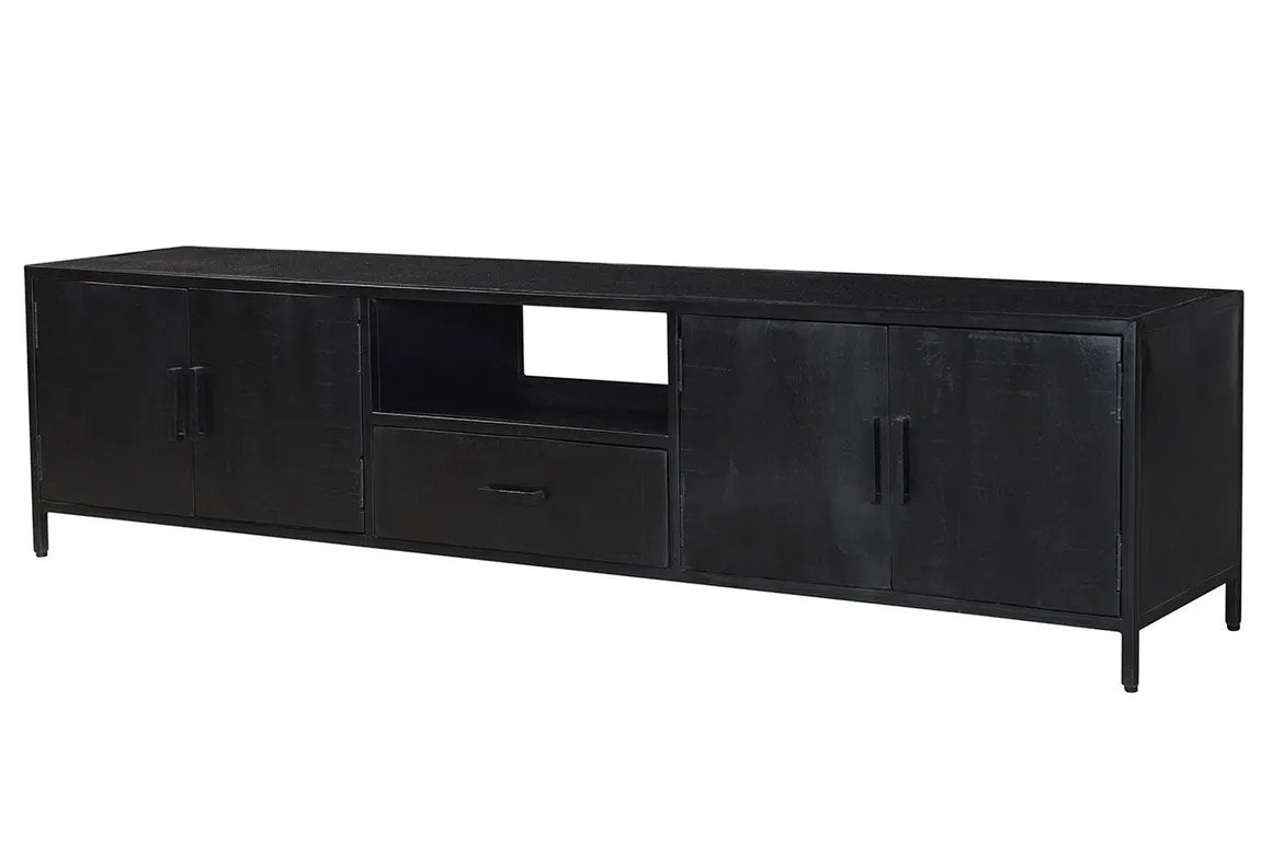 Tv-meubel Kala zwart mango 220cm Industrieel, Huis en Inrichting, Ophalen, Zo goed als nieuw, 25 tot 50 cm, Minder dan 100 cm