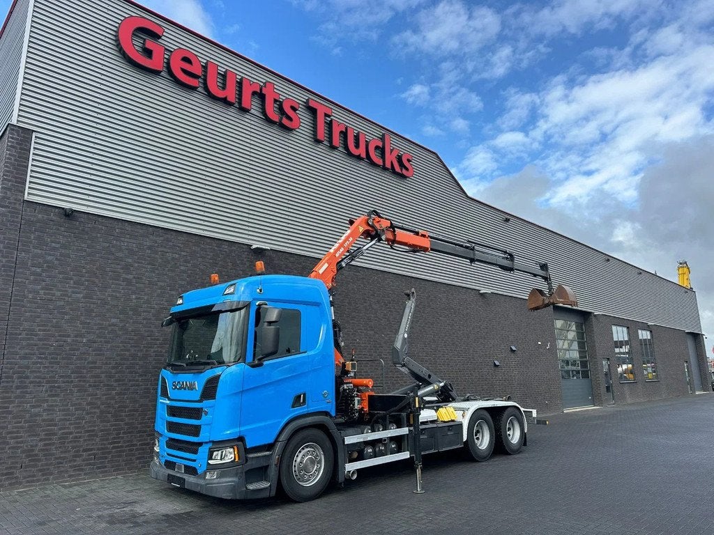 Scania R580 V8 6X4 HAAKARM + ATLAS AK 172.3E KRAAN/KRAN/CRAN, Automaat, Euro 6, Scania, Blauw