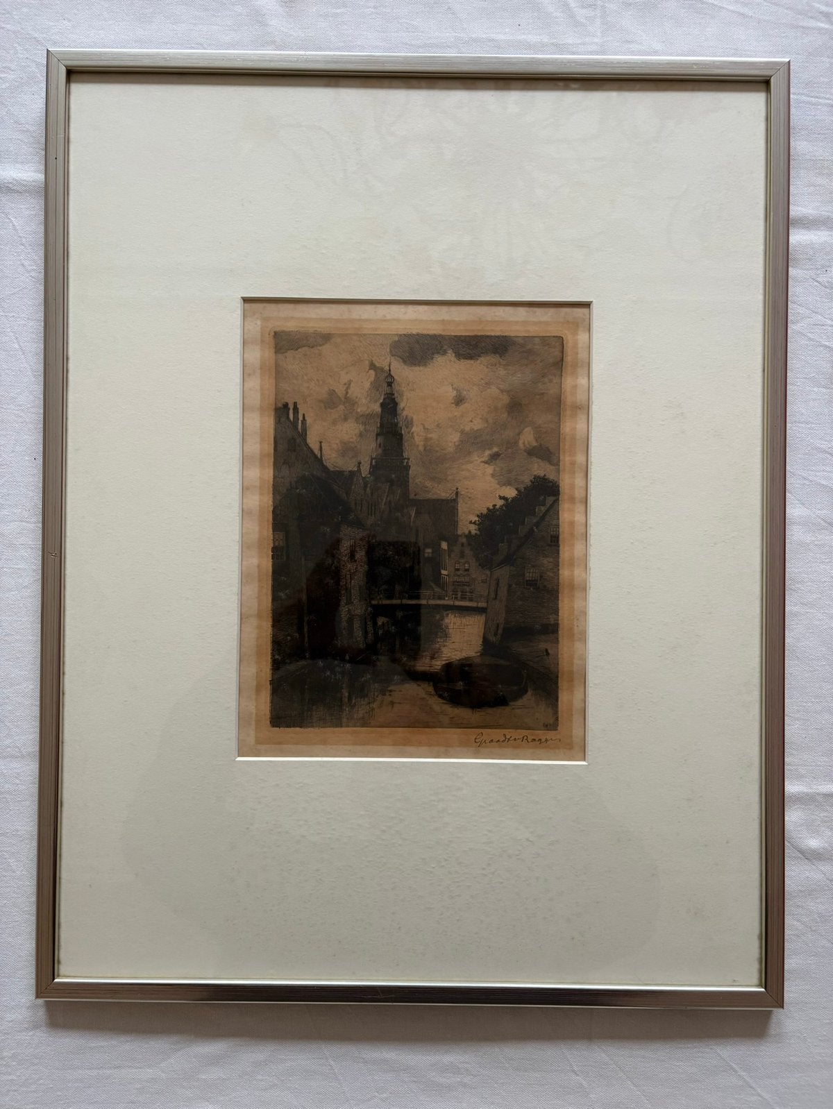 Mooie ets van Alkmaar door Joh. Graadt van Roggen, Ophalen of Verzenden