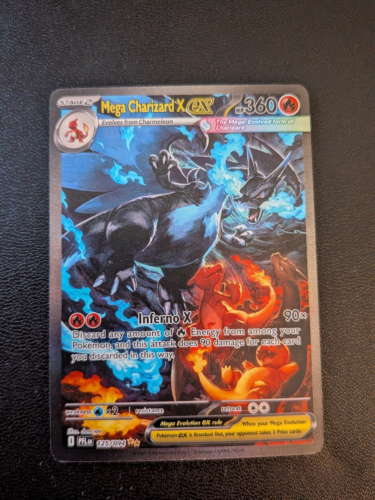 Mega Charizard X EX Pokémon Kaart 125/094 Full Art, Ophalen of Verzenden, Zo goed als nieuw, Losse kaart, Foil