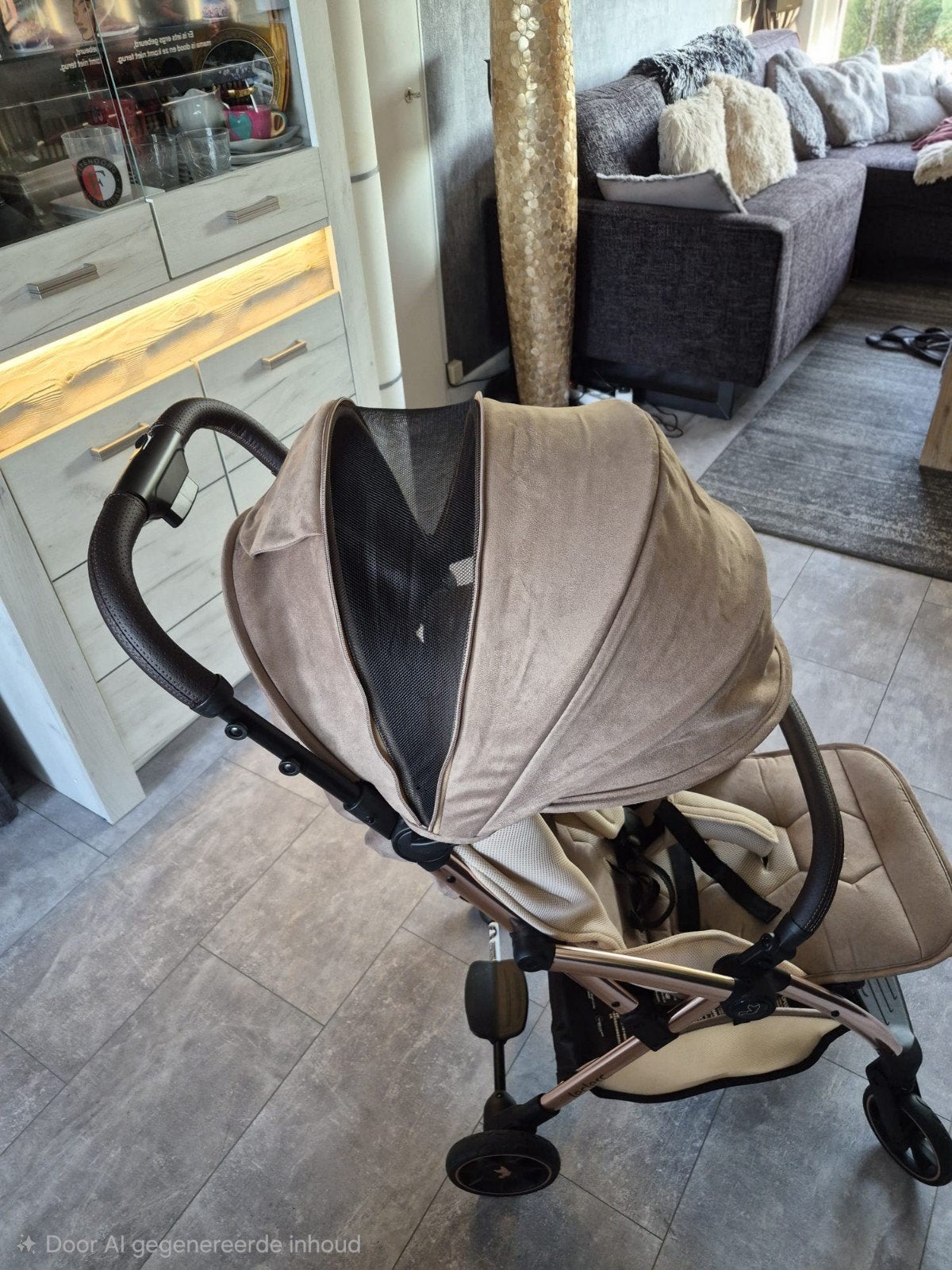 Leclerc Buggy - Beige/Rosé Goud, Ophalen, Zo goed als nieuw, Zonnekap