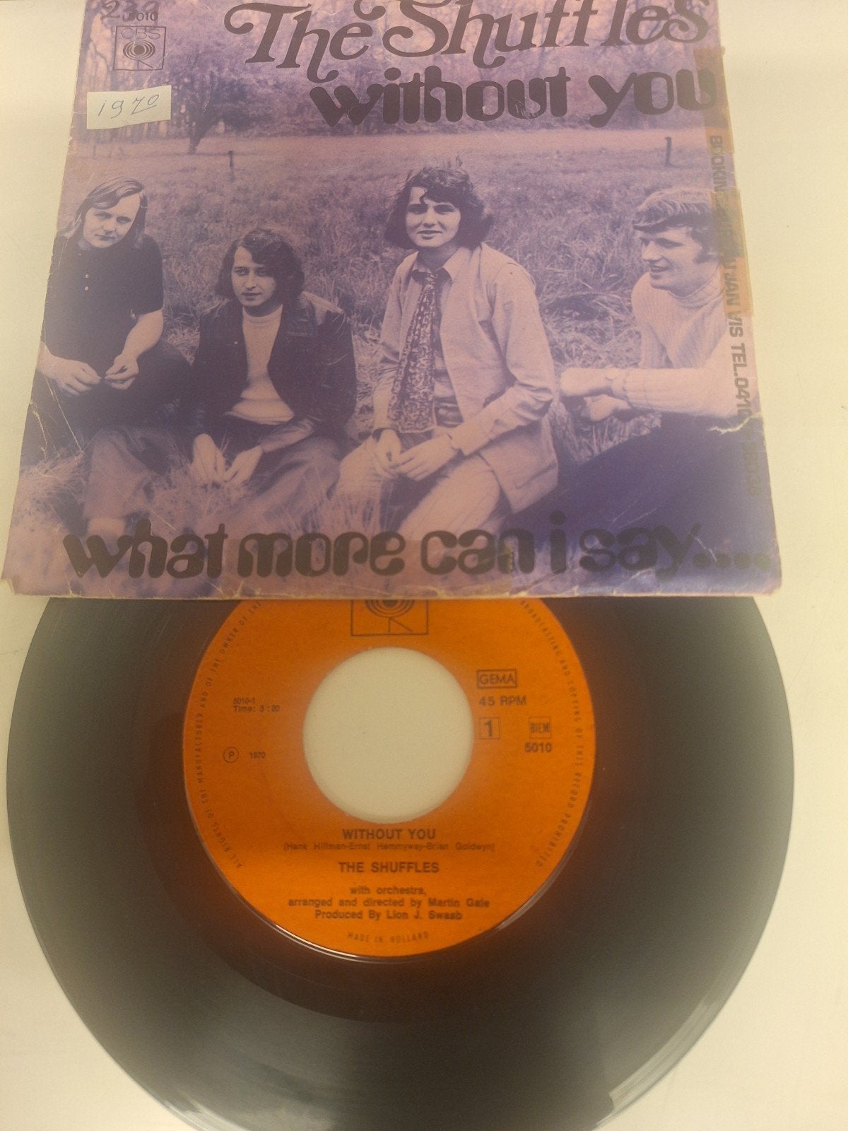The Shuffles - Without you, 1970., Fotohoes, Verzenden, 7 inch, Pop
