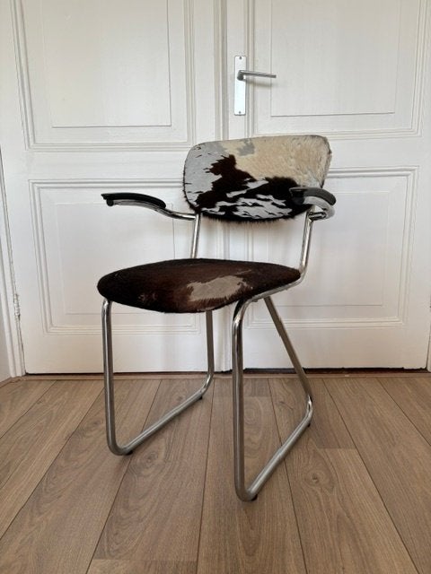 Vintage buisframe stoel mogelijk Gispen - restauratieobject, Ophalen, Gebruikt, Overige kleuren, Hout