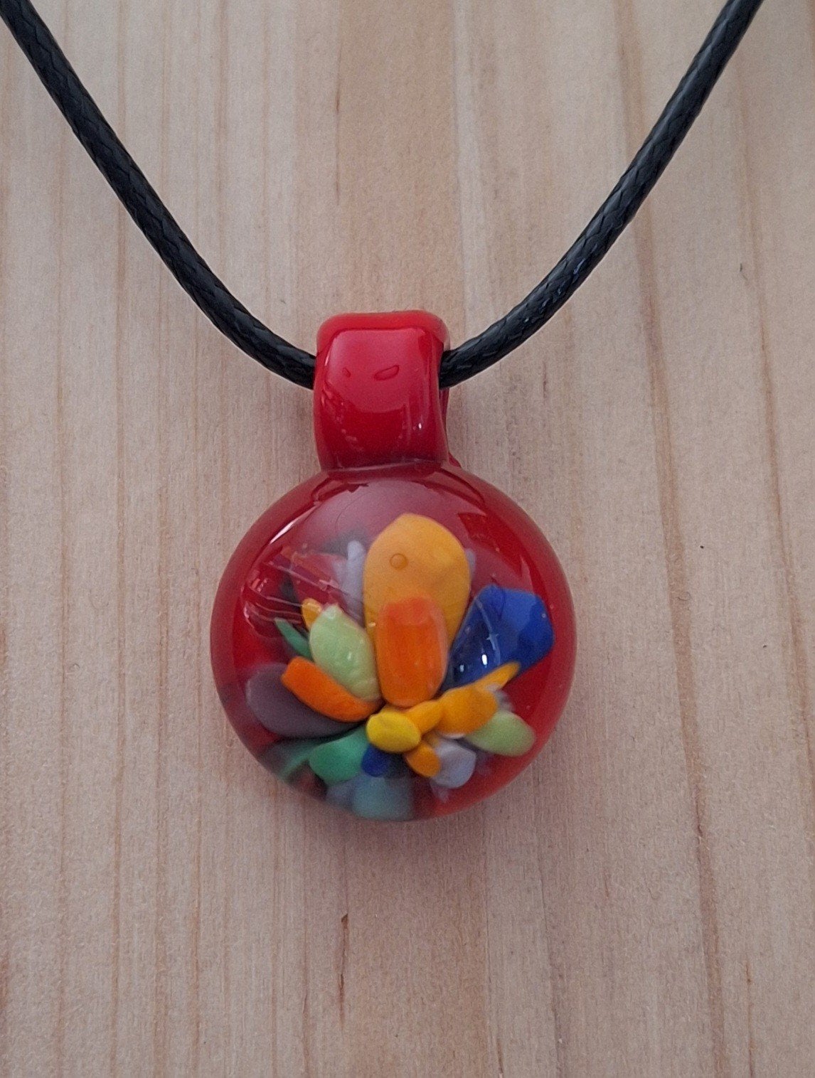 handgemaakte lampwork glas hanger, Verzenden, Nieuw, Rood, Overige materialen