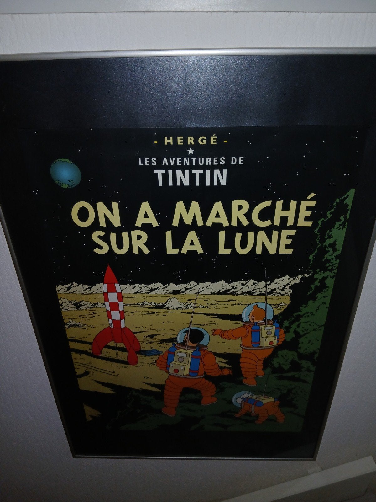 Kuifje poster - On a marché sur la Lune, Ophalen, Rechthoekig Staand, Met lijst, Zo goed als nieuw