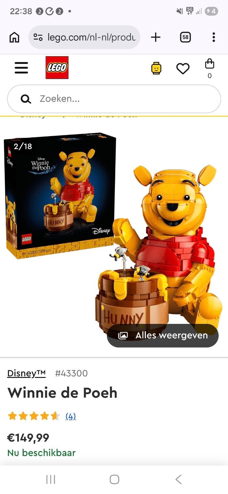 LEGO Disney Winnie de Poeh (43300) nieuw, Ophalen of Verzenden, Nieuw