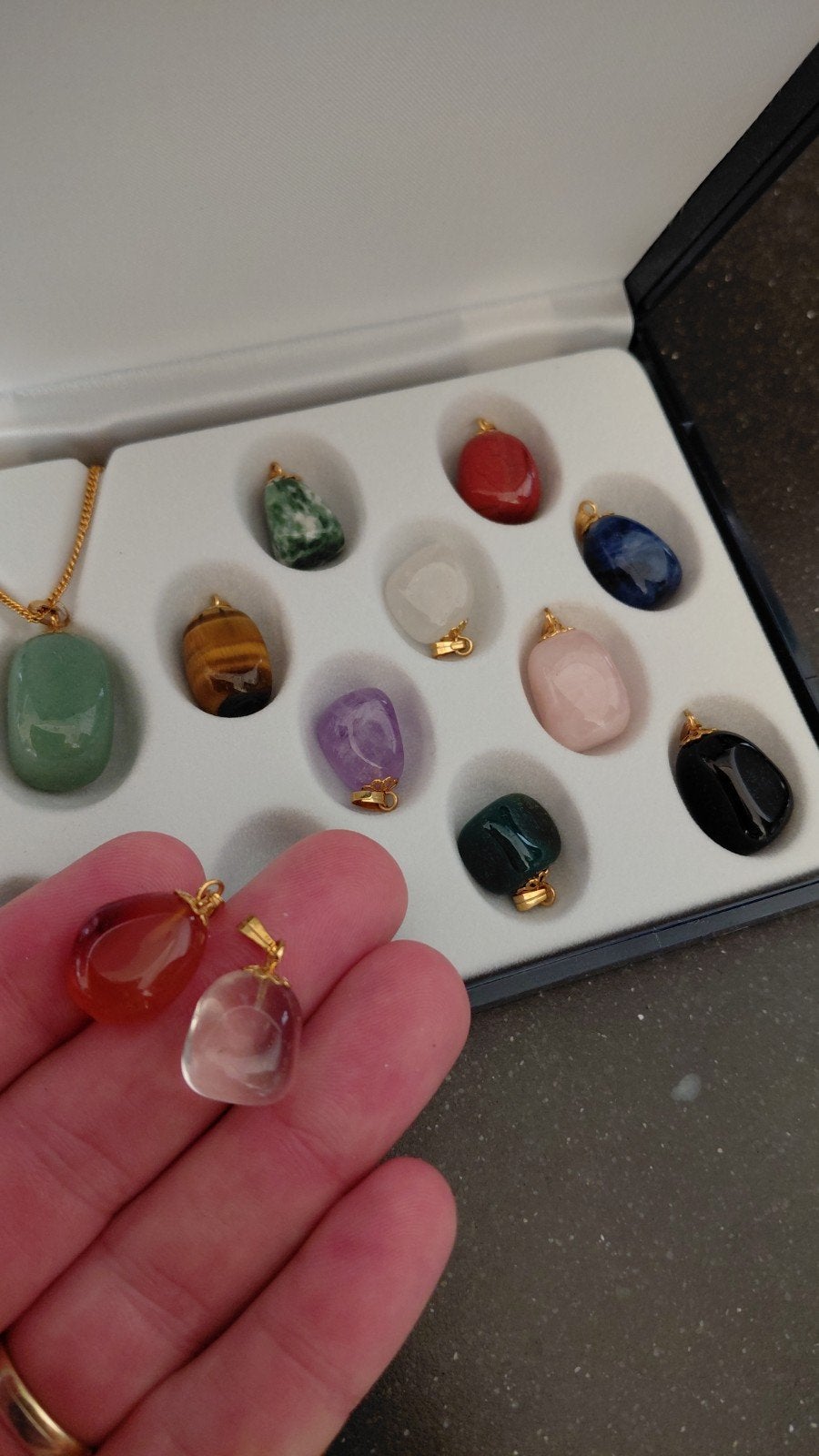 Edelstenen sieraden set, halsketting - Bergkristal, Amethist, Ophalen of Verzenden