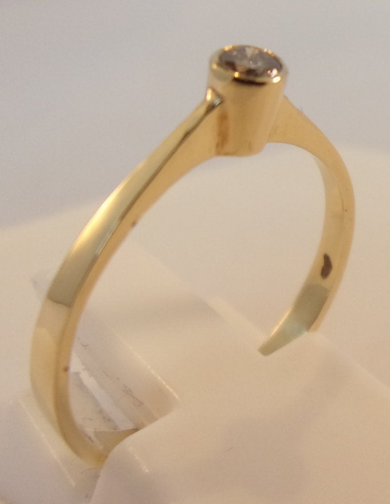 Damesring met Briljant/Diamant, 14 karaat goud, Sieraden, Tassen en Uiterlijk, Antieke sieraden, Verzenden, Goud, Ring, Met edelsteen