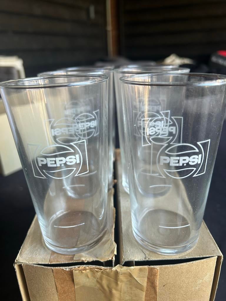 Vintage Pepsi glazen - set van 6, Verzamelen, Ophalen of Verzenden, Zo goed als nieuw