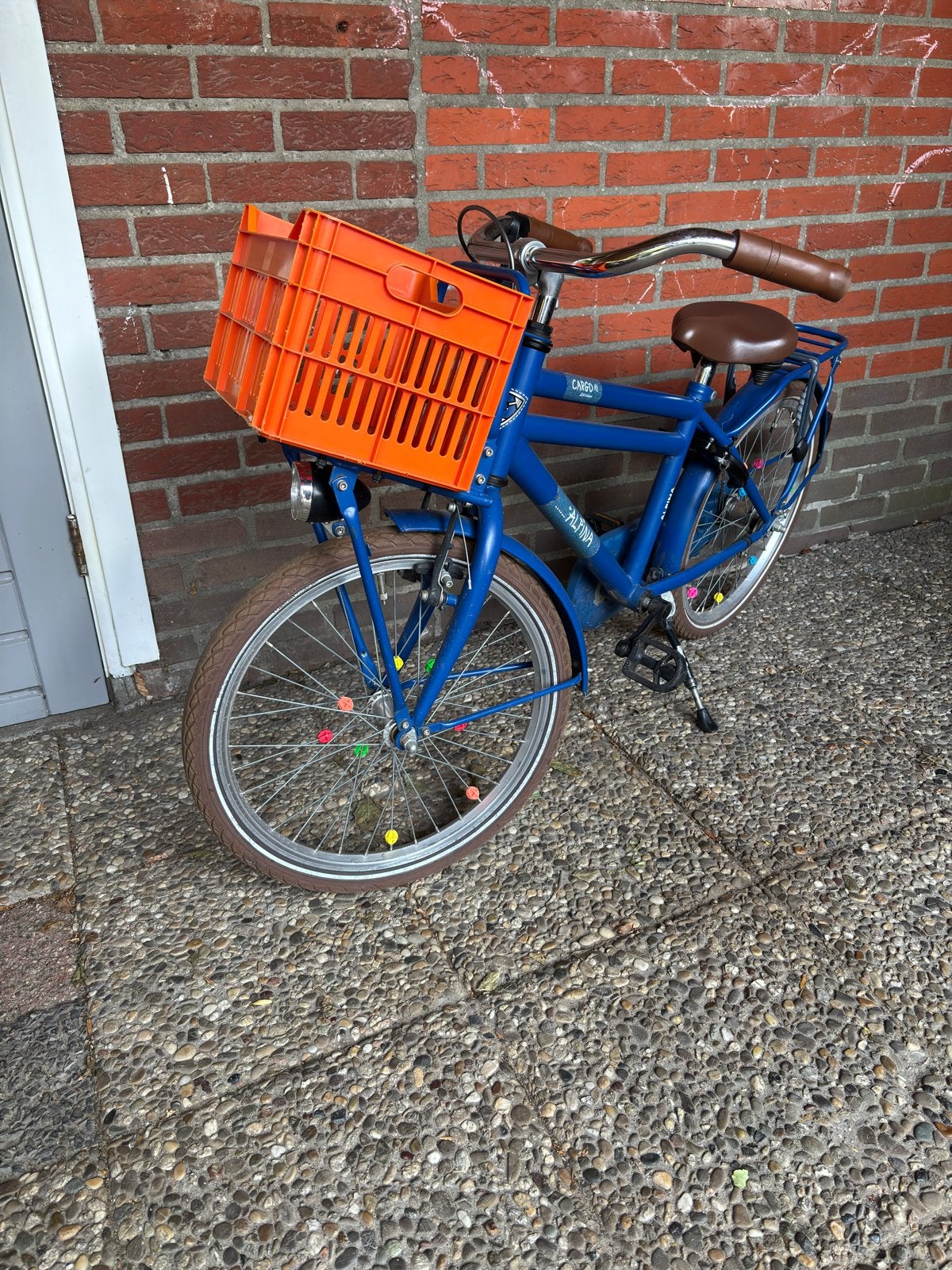 Blauwe Alpina Cargo fiets met krat, Terugtraprem, Gebruikt, Minder dan 49 cm, Ophalen