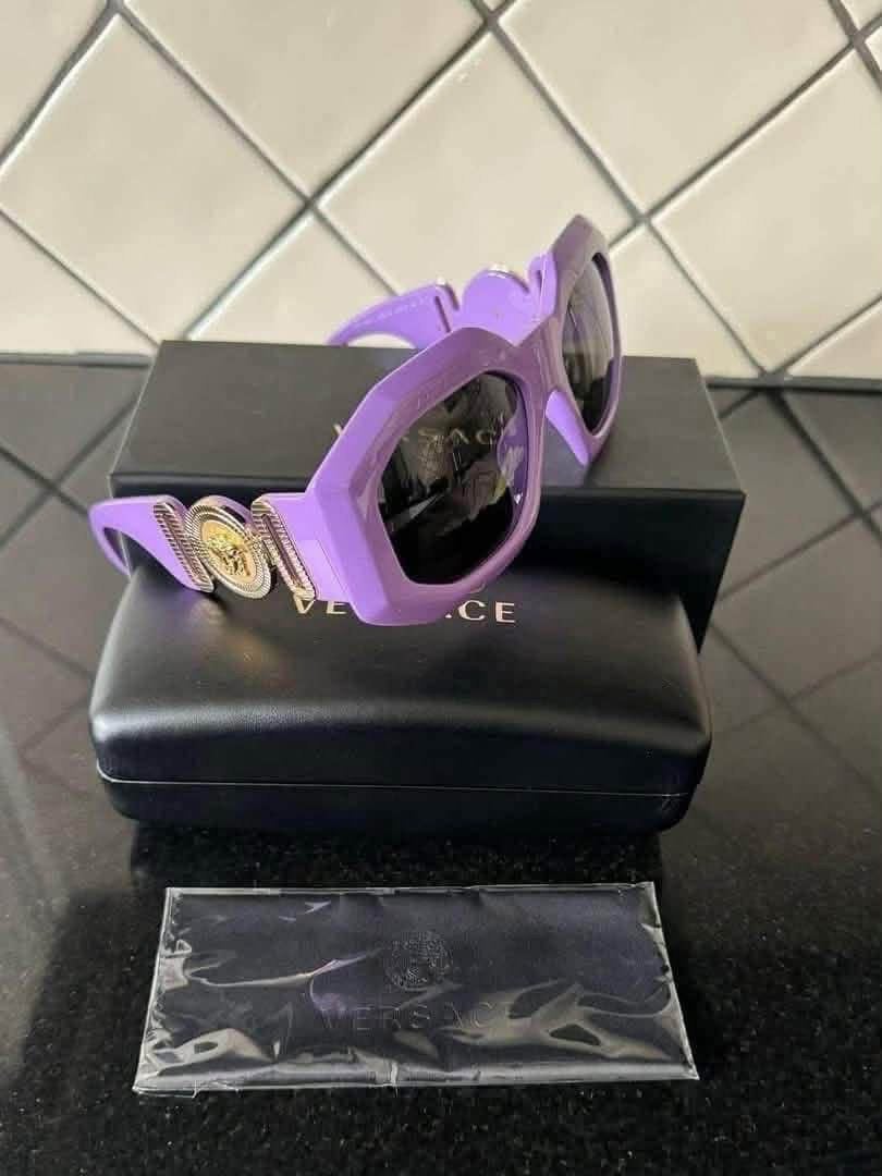 100% Originele • VERSACE • Medusa LILA Zonnebril, Zonnebril, Paars, Gianni Versace, Nieuw