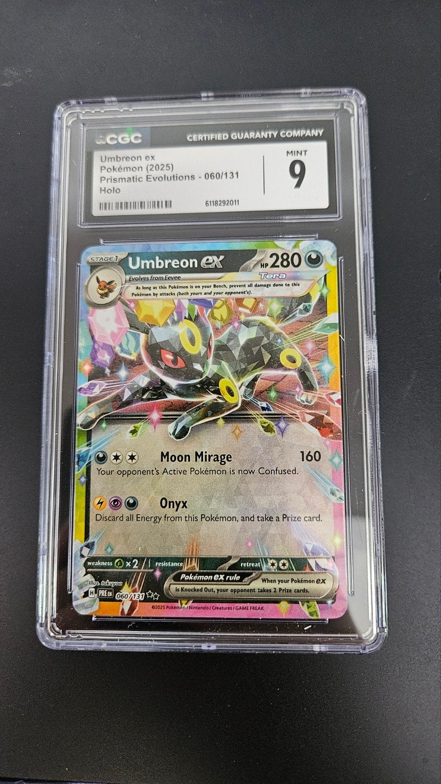 Umbreon ex Plasmatic Evolutions CGC 9 Pokémon kaart, Ophalen of Verzenden, Zo goed als nieuw, Losse kaart