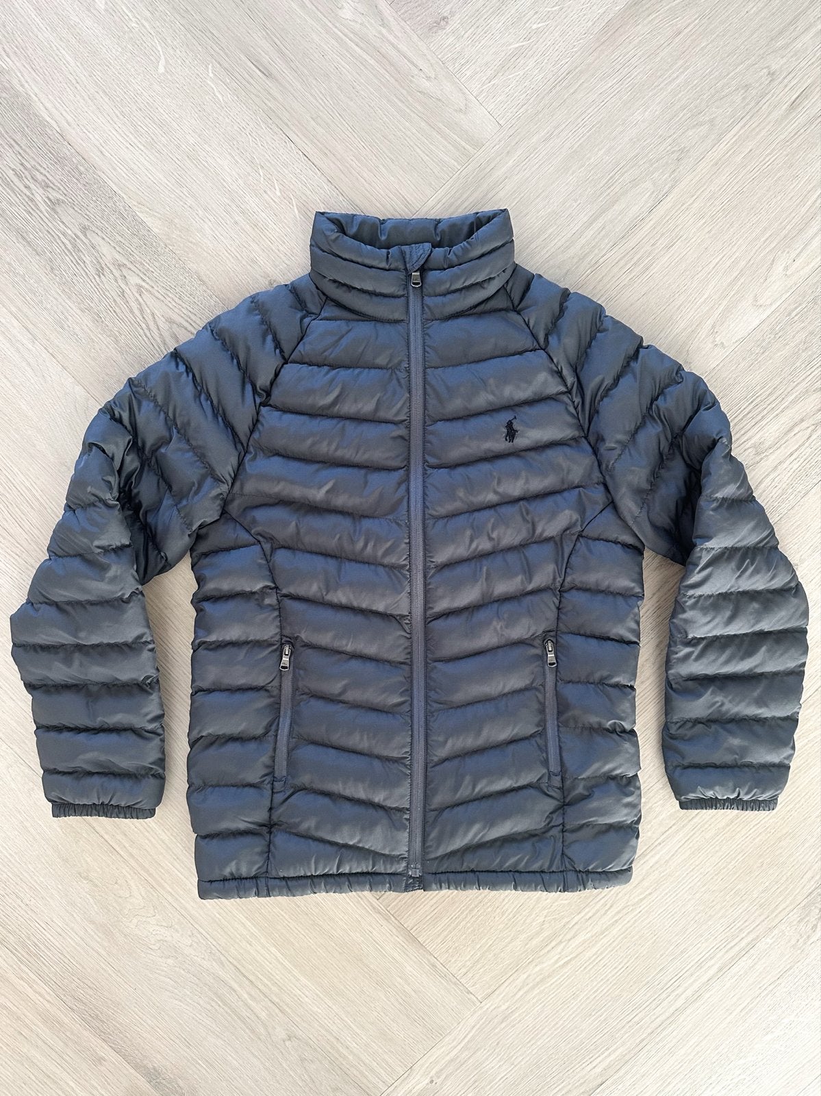 Ralph Lauren jas grijs met rood pony logo dames XS, Verzenden, Zo goed als nieuw, Maat 34 (XS) of kleiner, Grijs