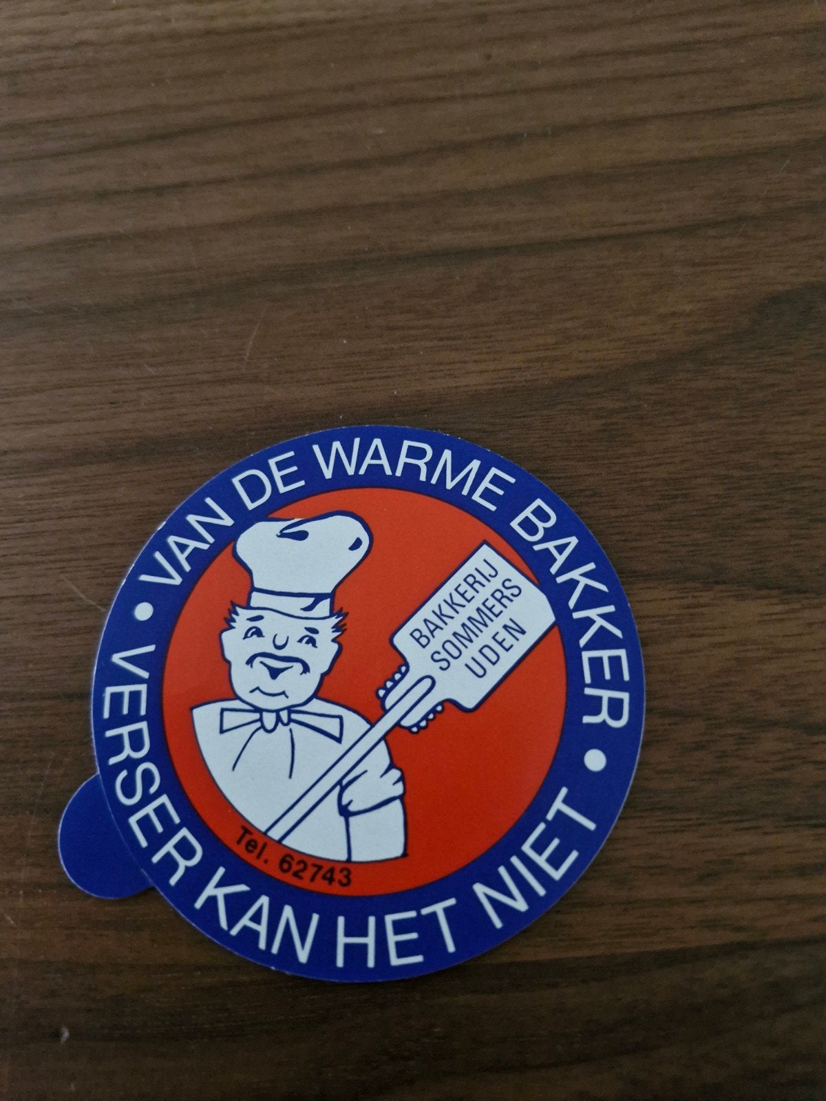 11868 Vintage sticker Bakkerij Sommers Uden - Van de Warme B, Ophalen of Verzenden, Zo goed als nieuw, Bedrijf of Vereniging