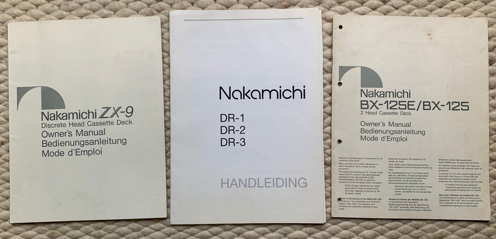 Nakamichi manuals ZX9 BX125 E handleiding gebruiksaanwijzing, Overige merken, Enkel, Ophalen of Verzenden, Nakamichi