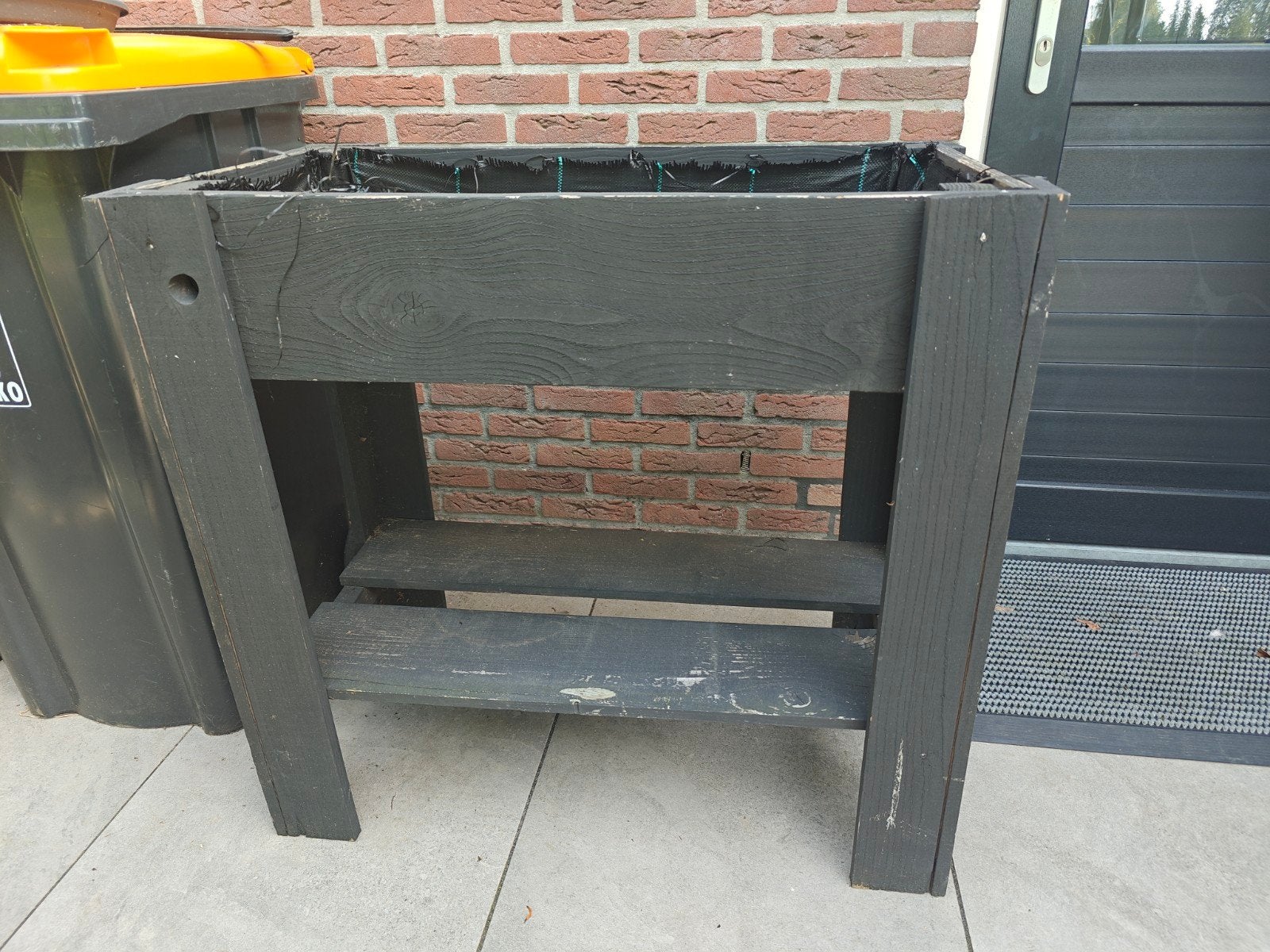 Houten plantenbak op poten - Donkergrijs, Tuin en Terras, Ophalen, Gebruikt, 100 cm of meer, Balkon