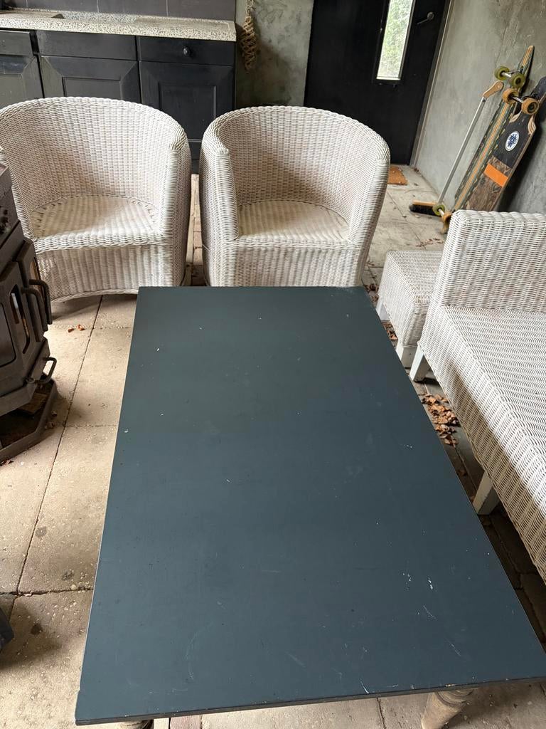 Landelijke loungeset met tafel, Ophalen, Gebruikt, 3 zitplaatsen, Loungeset