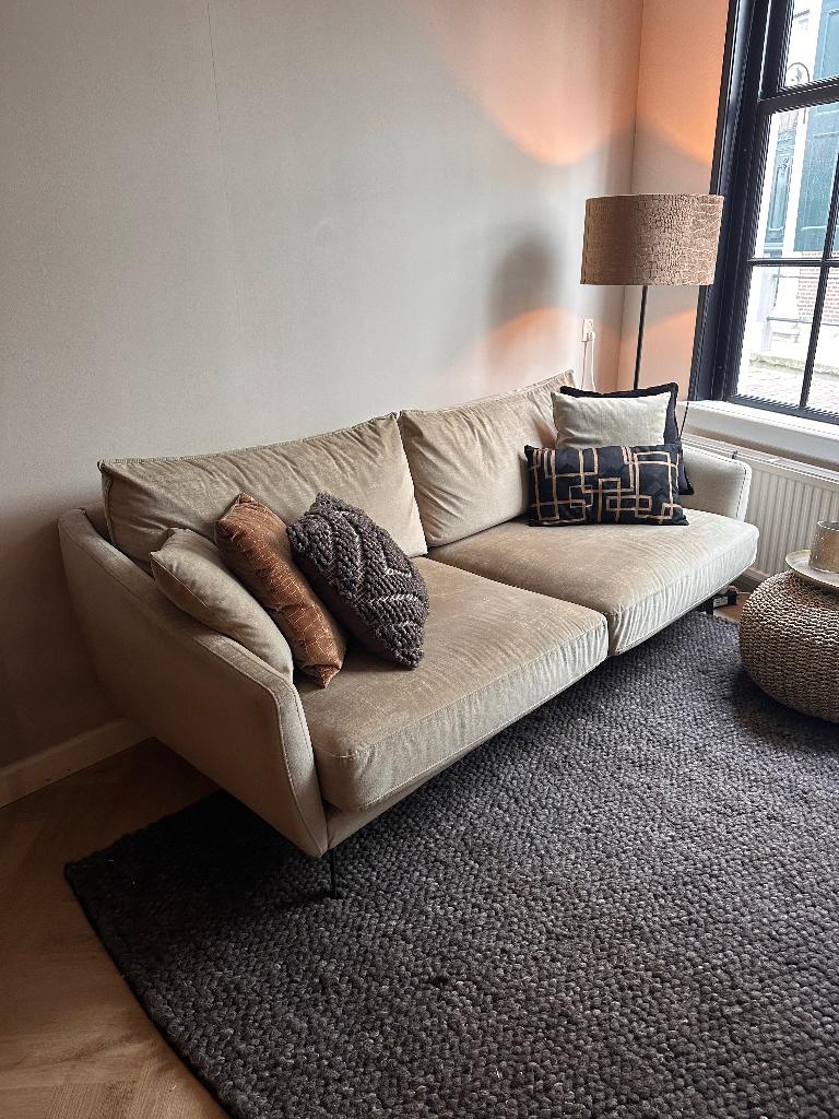 Prachtige beige zitbank te koop!, Ophalen, Hotel chic, 100 tot 125 cm, Driepersoons