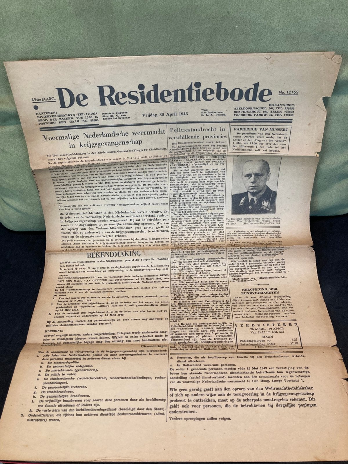 De Residentiebode april 1943 (160725), Ophalen of Verzenden, Nederland, Boek of Tijdschrift