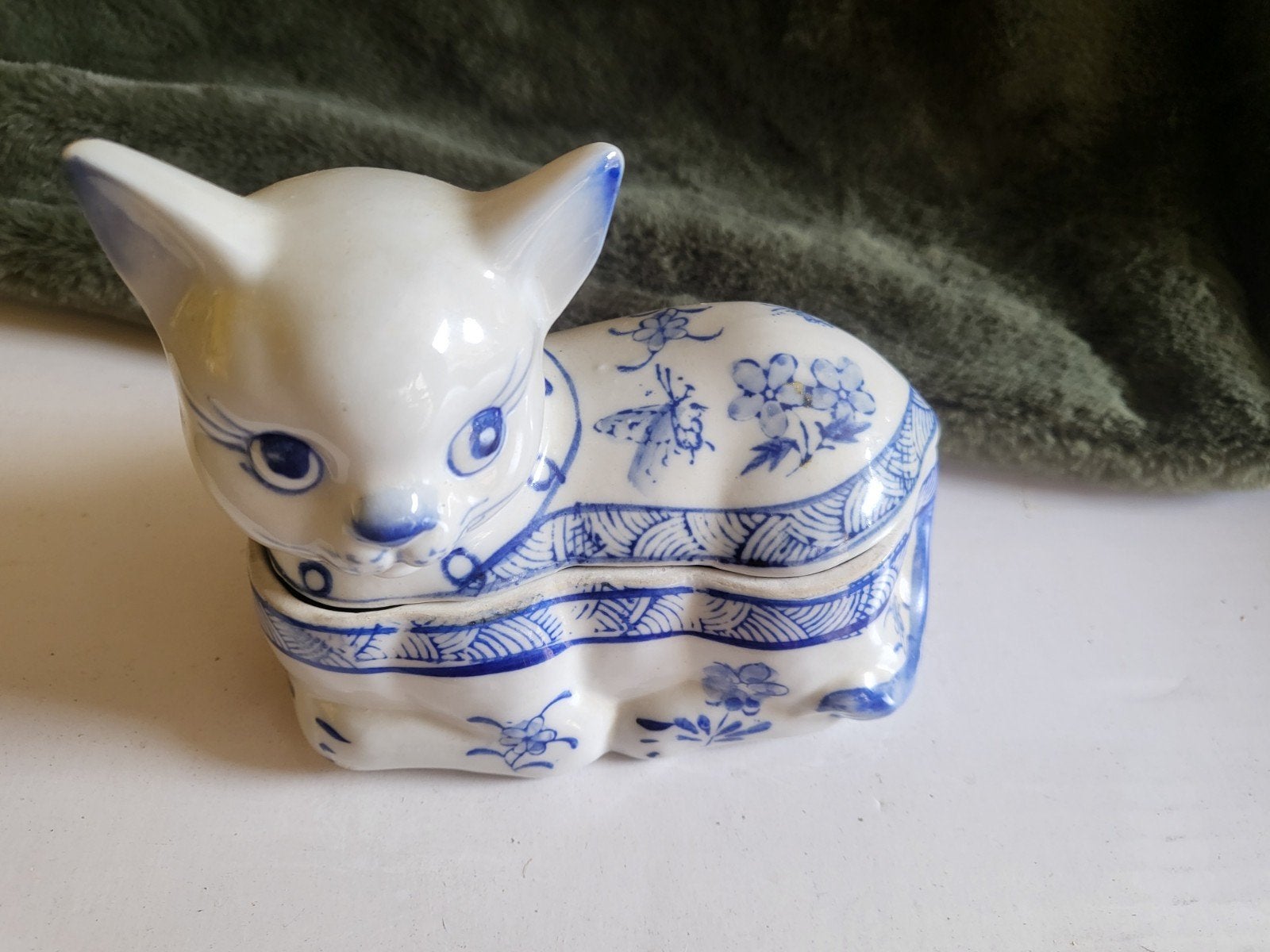 Delfts Blauw Katje Doosje - Vintage Porselein, Antiek en Kunst, Ophalen of Verzenden