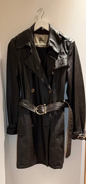Burberry leren dames trenchcoat, Maat 38/40 (M), Bruin, Ophalen of Verzenden, Zo goed als nieuw