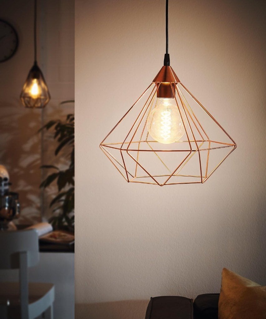 4 Eglo hanglampen koper: 2x Carlton, 2x Tarbes (z.g.a.n.), Huis en Inrichting, Lampen | Hanglampen, Modern, Industrieel, Zo goed als nieuw