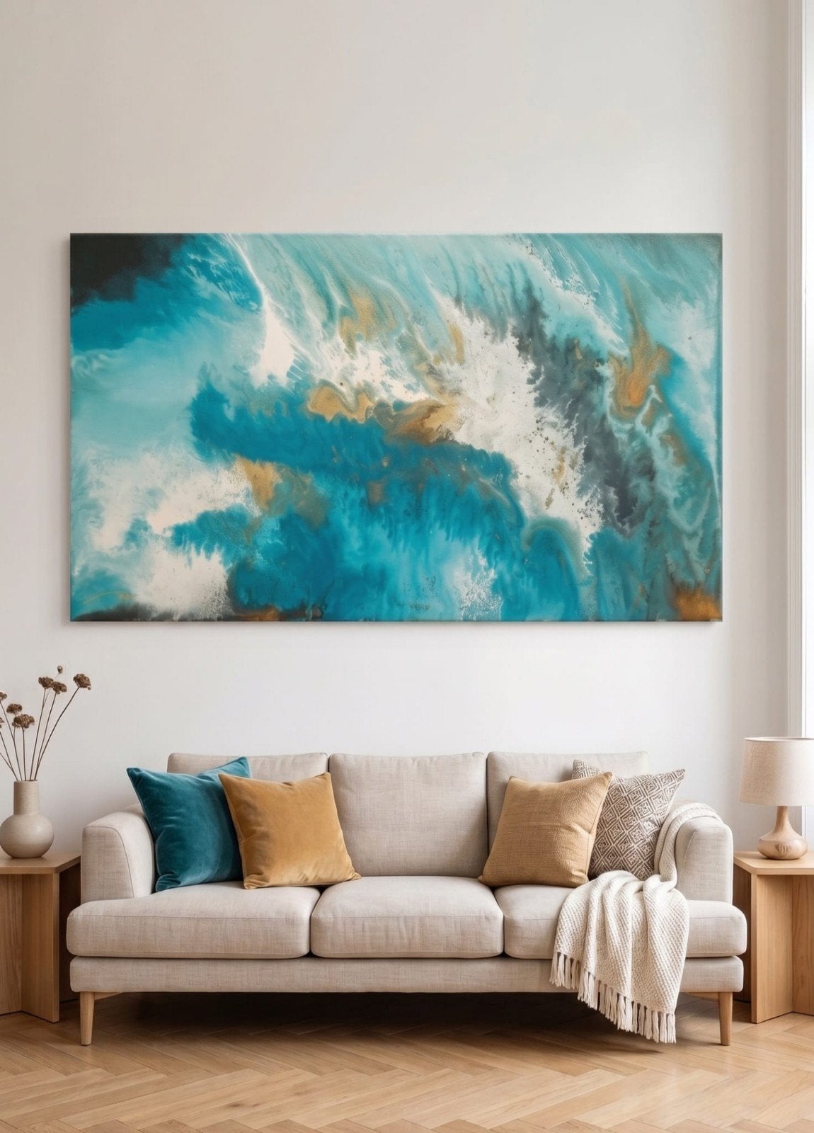 Mooi abstract oceaan kunstwerk - grote maat, Antiek en Kunst, Ophalen
