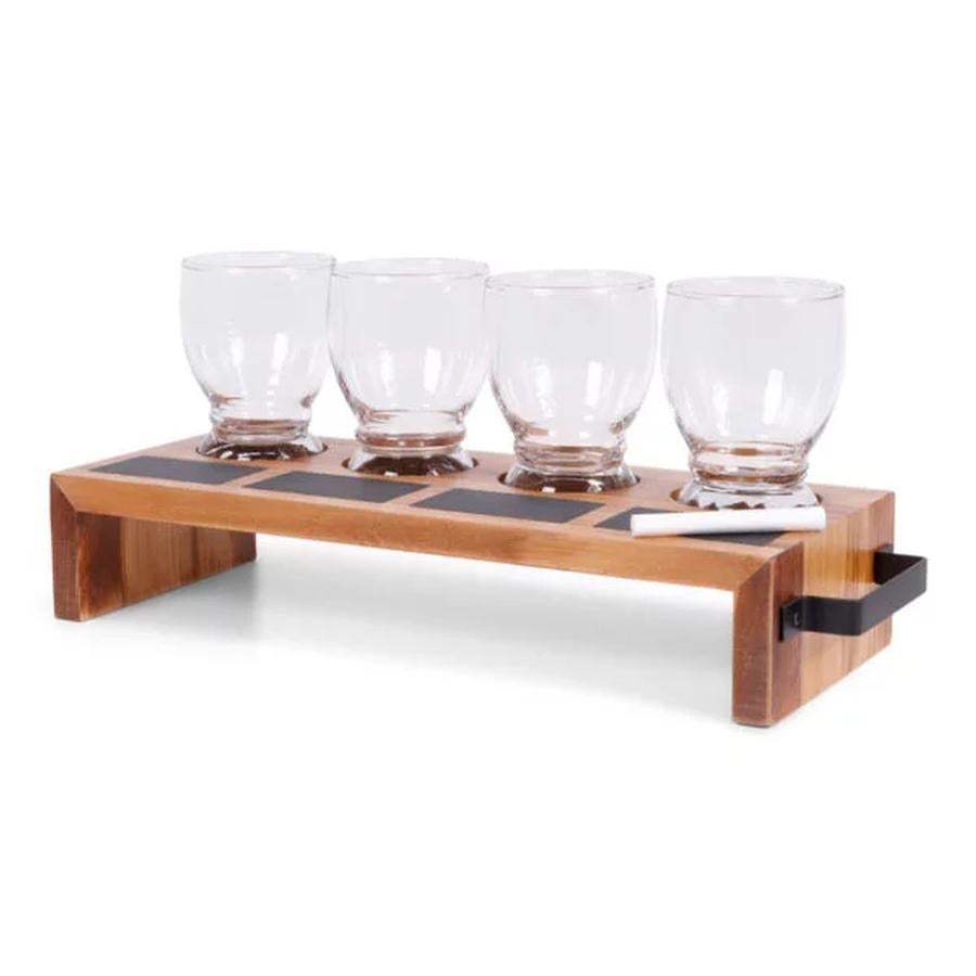 Proef tafel met 4 glazen om diverse dranken te proefen, Verzenden, Nieuw