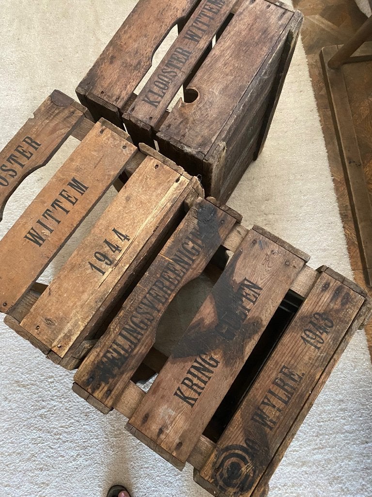 oude houten sier kratten 4 stuks, Antiek en Kunst, Curiosa en Brocante, Ophalen