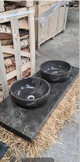Natuurstenen wastafel met marmeren blad, Ophalen of Verzenden, Nieuw, Steen, Wastafel